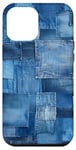 iPhone 12 Pro Max Blue Jeans Denim Patchwork Pattern Graphic Cool Case