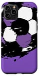 Coque pour iPhone 11 Pro Maillot de match de football avec ballon de football violet et blanc