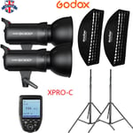 UK 2*Godox SK300II 300W 2.4G Flash+35*160cm FW softbox+Xpro-C trigger for Canon