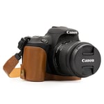 MegaGear Ever Ready Leather Camera Half Case compatible with Canon EOS Rebel SL3, Kiss X10, Rebel SL2, Kiss X9, Light Brown, MG1308