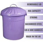 Purple Purple Bin - Retro Trashcan Metal Kitchen Bin Compact Midi Bin- m 40L 45L