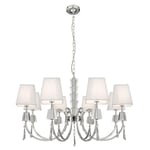 8 Lights Chrome Finish Ceiling Fitting Pendant Light with White String Shades