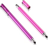 Stylet Pour Tablette 2 En 1 Universel Stylo + 10 Embouts De Rechange Pour Ecran Tactile, Ipad, Iphone, Ipod, Kindle, Galaxy - Violet/Rose