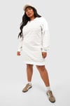 Womens Plus Stripe Sweat Rugby Dress - Beige - 18, Beige