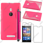 Housse Etui Coque Silicone S-line Rose Nokia Lumia 925 + Stylet + 3 Film écran