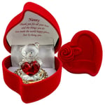 Nanny Crystal Teddy Bear Present Holding a Red Heart for Birthday Anniversary