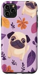 Coque pour iPhone 11 Pro Max Carlin floral violet avec feuilles d'automne et latte à la citrouille et aux épices