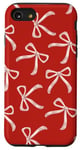 iPhone SE (2020) / 7 / 8 Coquette Aesthetic Pink Bows on Red Pattern Ribbons Case