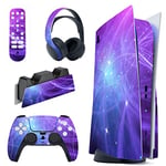 PlayVital Track of Meteor Full Set Skin Decal for ps5 Console Disc Edition, Sticker Vinyl Decal Cover for ps5 Controller & Charging Station & Headset & Media Remote