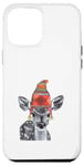 Coque pour iPhone 12 Pro Max Mère de cerf faon mignon portant un chapeau d'hiver tricoté dessin croquis