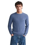 GANT Men's Cotton Pique C-neck Pullover Sweater , Denim Blue Mel,3XL