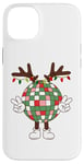 iPhone 14 Plus Christmas disco ball with antlers, peace sign, reindeer Case