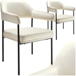 TecTake® Lot de 2 Chaises de Salle à Manger rembourrées Modernes Chaise Velours Fauteuil Salon Chaise Scandinave Pieds en Acier Élégant avec Accoudoirs Chaise pour Coiffeuse, Chambre, Coiffeuse