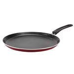 Crealys 519968 Crépière Aluminium pressé CERISE Ø 28 cm - Revêtement anti-adhésif - Coloris Rouge métallisé - Poêle à crêpes tous feux dont induction