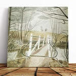 Big Box Art Canvas Print Wall Art Eric Ravilious Iron Bridge | Mounted and Stretched Box Frame Picture | Home Decor for Kitchen, Living, Dining Room, Bedroom, Hallway, Muli-Colour, 20x20 Inch