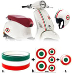 Klistermärke - Piaggio - Vespa - Italiensk flagga - 5 kokarder - 3D klistermärke