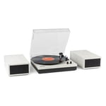 FYNDHÖRNAN: Fenton RP165M stereo skivspelare med Bluetooth och högtalare - vit/ Marmor, Komplett set - Skivspelare och högtalare