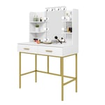 Dressing Table LED Lights Mirror Drawer Storage Shelf Vanity Makeup Desk Bedroom