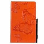 Saturcase Coque Pour Amazon Fire Hd 10 2017, Papillon Pu Cuir Magnétique Flip Portefeuille Support Porte-Carte Coque Housse Étui Pour All-New Amazon Fire Hd 10 Tablet (7th Gen, 2017 Release) (Orange)