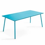 Oviala - Table de jardin rectangulaire en métal bleu - Palavas