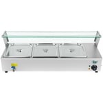 Vitrine bain-marie électrique professionnel 3 x GN 1/2 1 300 watts