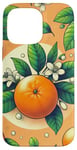 Coque pour iPhone 14 Pro Max Agrumes orange avec feuilles vertes et fleurs