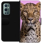 OnePlus 9 Pro Sort Lommebokdeksel Leopard