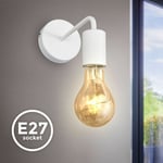 B.k.licht - Applique murale design rétro industriel métal finition blanche éclairage salon & chambre lampe de chevet douille E27