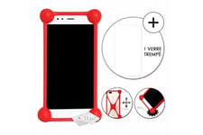 PH26 Coque et étui téléphone mobile Super pack pour logicom le fit fr coque bumper antichoc + 1 verre trempé de protection dureté maximale - rouge