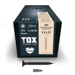 TOX Vis à fixation rapide DRY FG 3,9 x 25 mm, à chargeur pour montage rapide avec visseuse à chargeur, filetage fin, plaque de plâtre sur ossature métallique, 1000 pièces par carton, 142453253925