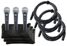 3x Set de Microphone DJ PA Live Chant Cable Connecteur XLR Poche Professionnel