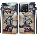 Coque pour Xiaomi 13T/ 13T Pro Etui, Pochette Protection Etui Housse Premium en Cuir PU,Fermeture Magnétique pour Xiaomi 13T Pro [Chat]