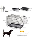 Pawhut Metal Dog Car Crate/Folding Pet Cage For Small Dog With Removable Tray 77 X 47 X 55Cm