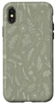 iPhone X/XS Wildflower Leaves Botanical Plant Line Art Sage Green Case