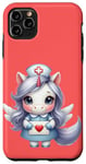 Coque pour iPhone 11 Pro Max Valentine Unicorn Caring Nurse Love Healthcare Poney magique