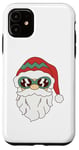 Coque pour iPhone 11 Lunettes de soleil visage de Père Noël barbe et chapeau de Noël drôle