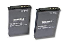 INTENSILO 2x Li-Ion Batterie 1000mAh (3.7V) pour appareil photo, caméscope Nikon CoolPix S9300, S9400, S9500, S9600, S9700. Remplace: EN-EL12.