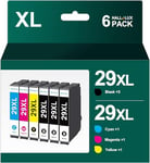 Multipack 29XL Cartouches d'encre Compatible pour Epson 29 29 XL pour XP-255 XP-445 XP-235 XP-345 XP-335 XP-342 XP-435 XP-452 XP-245 XP-355 XP-352 XP-257 （3 Noir, 1 Cyan, 1 Magenta, 1 Jaune）