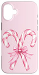 iPhone 16 Plus Aesthetic Pink Bow Coquette Candy Cane Christmas Girls Women Case