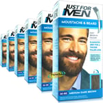 6x Just For Men M40 Medium Dark Brown Moustache & Beard Facial Hair Colour Dye