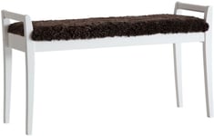 Meja, Bænk med brunt fåreskind, hvidolieret birk, H56x98 cm