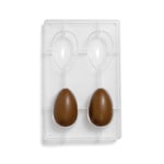 DECORA, 0050052 Moule à œufs en chocolat en polycarbonate, 4 cavités, 88 x 56 mm, Idéal pour préparer des chocolats brillants et croustillants, Design professionnel, Fabriqué en Italie.