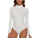 SLIMBELLE Body Femme Manche Longue Elégant Body Tops Body String à Col Haut Slim Body Manche Longue Femme