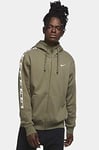 Nike Men's Repeat Fleece Full Zip Bb Hooded Sweatshirt, mens, Hooded sweatshirt, DC0717, Medium olive / white., XS