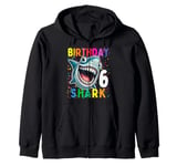 Baby Cute Shark Birthday Boy Girl 6 Year Old - Six Six Zip Hoodie