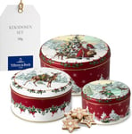 Villeroy & Boch – Winter Collage Accessories Pastry Box Set 3 Pieces, Cookie Jars, Food Storage for Sweets, Metal