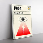 Big Box Art Book Cover 1984 George Orwell Canvas Wall Art Print Ready to Hang Picture, 76 x 50 cm (30 x 20 Inch), White, Orange, Black