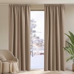 PONY DANCE Rideau Salon - Rideau Occultant Thermiques Occultants Draperies Double Rideaux Isolants Anti Froid Rideau Chambre Fille Garçons Enfant, Taupe Marron, 140 x 245 cm, 2 PCs