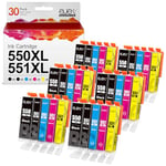 ejet 550XL Replacement for Canon PGI-550 CLI-551 Ink Cartridges Compatible for Pixma iP7250 MG5650 MX925 iX6850 MG5550 MG5450 MG6650 MX920 MG5400 MG6450 MG7500 (Black Cyan Magenta Yellow, 30-Pack)