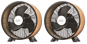 2-pack of Moretti 8" 20cm Portable Desk Fan Cooling Fan Wooden-Look 2 Speed